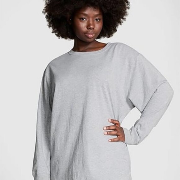 Victoria's Secret PINK Campus Long Sleeve Tee (Heather Grey Bling) - Picture 1 of 10